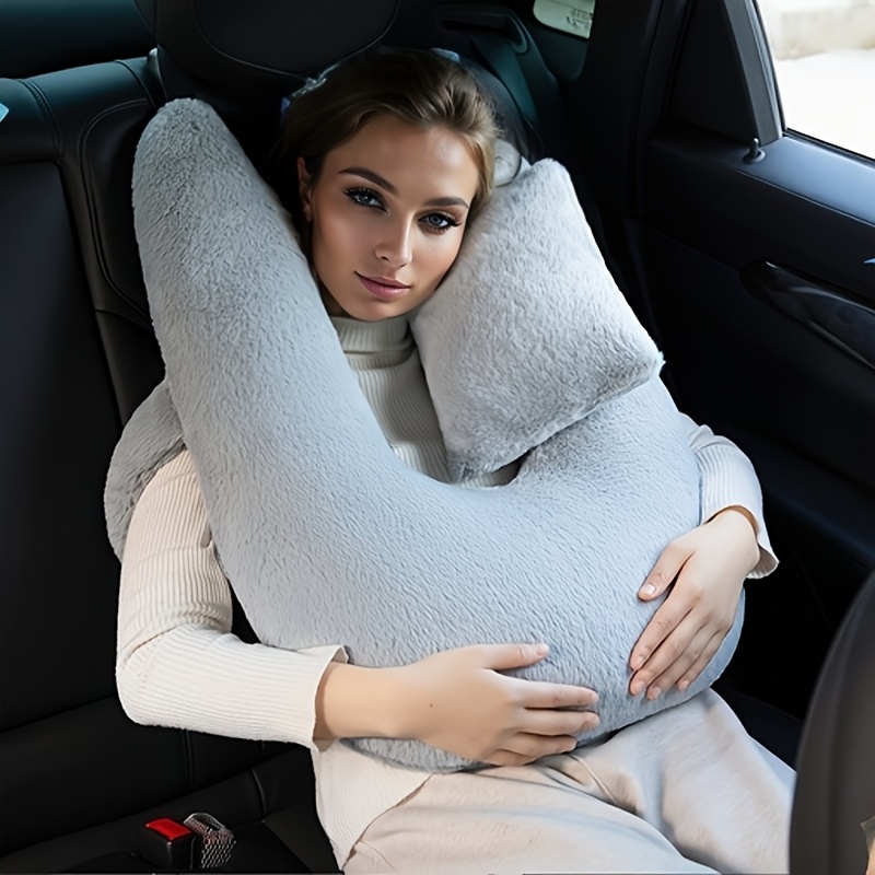 Car U-Shaped Neck Support Pillow - Plush Sleeping Cushion for Back Seat, Ergonomic Design for Comfortable Rest, Washable Cover, Ideal for Travel & Home Use, Travel Pillow|Cozy Car Accessory|Washable Cover