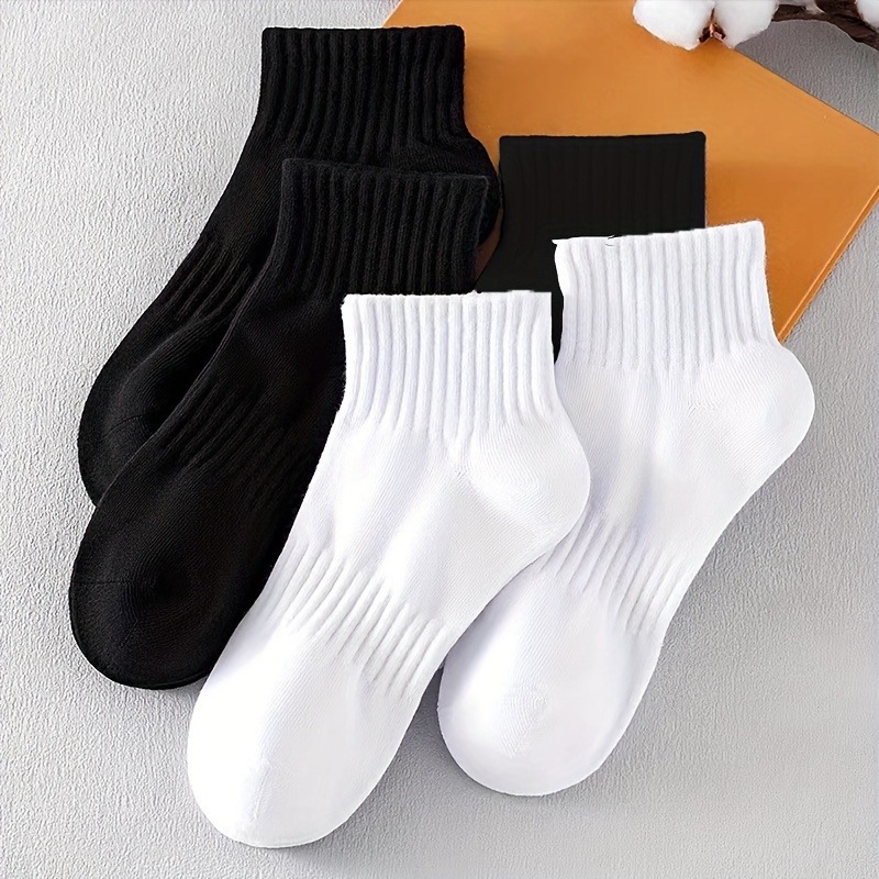 TEMU 5 Pairs Unisex Solid Short Socks, Casual & Breathable Athletic Socks, Women's Stockings & Hosiery