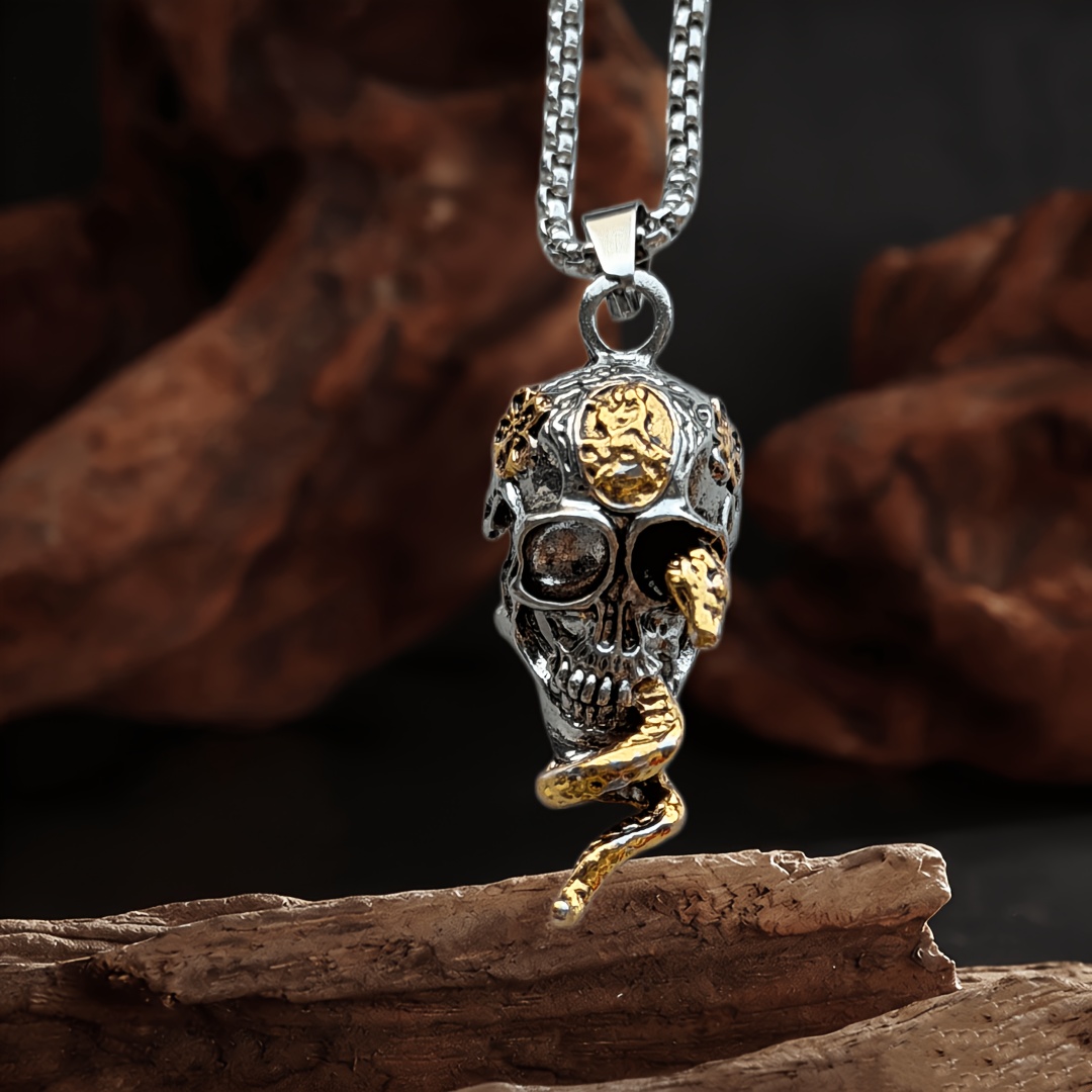 TEMU Collier avec pendentif squelette gothique vintage enserre par un , accessoire hip-hop hipster , pendentif crâne hipster adapté pour un usage et