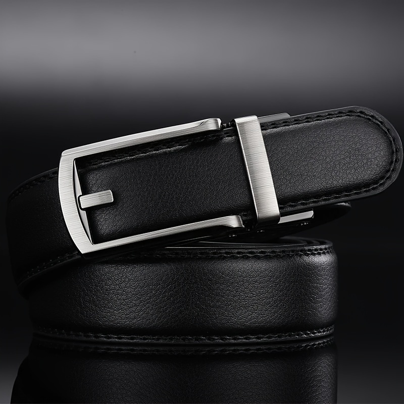 Men's Leather Business Belt Automatic Buckle Two layer Cowhide