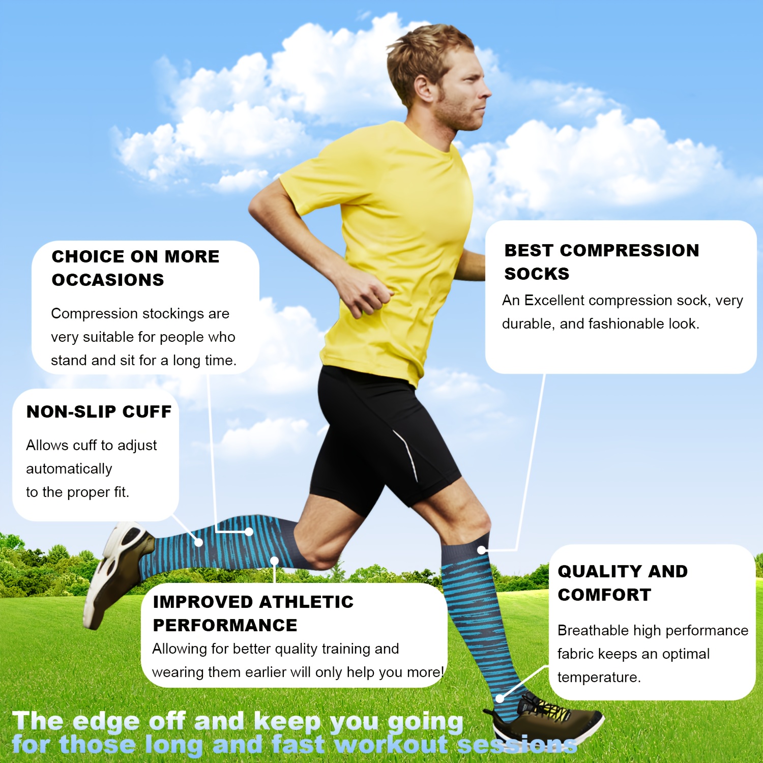 compression socks women men breathable athletic support Temu