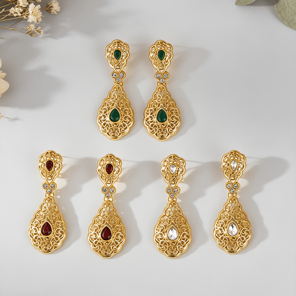 Classic Bride Water Drop Shape Earrings, Moroccan Wedding Jewelry