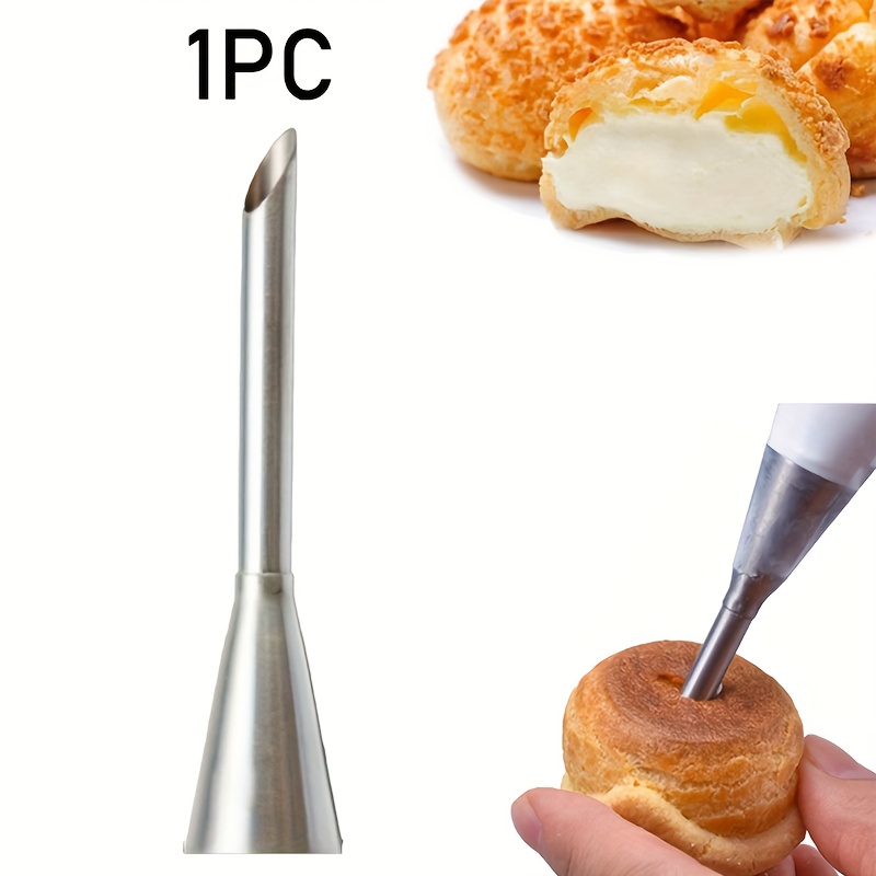 TEMU Boquilla de acero inoxidable de 1/2 piezas para masa hojaldre, boquilla para decorar crema de hojaldre para pasteles, boquilla para relleno