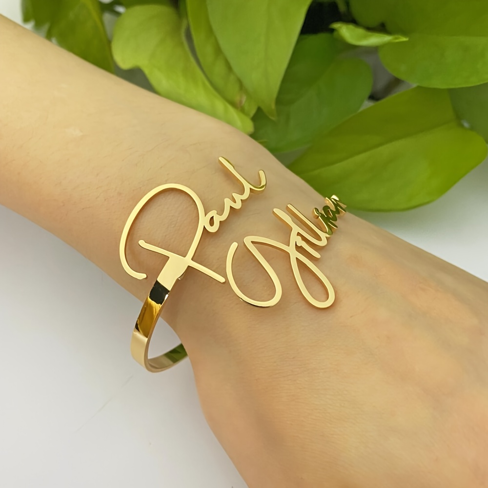 E-shop [Anpassung] Personalisiertes Namensarmband mit individuellem Namen: 2 Namensarmbänder, individuelles Schmuckgeschenk, modisches, exquisites
