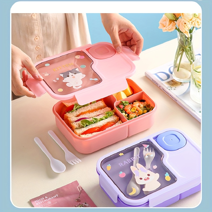 PP Lunchbox, Schüler Lunchbox mit Fächern, Büro Bento Box, Mikrowellengeeignete Lunchbox mit mehreren Fächern, Tragbare Lunchbox mit großem Fassungsvermögen (Mehrfarbig)