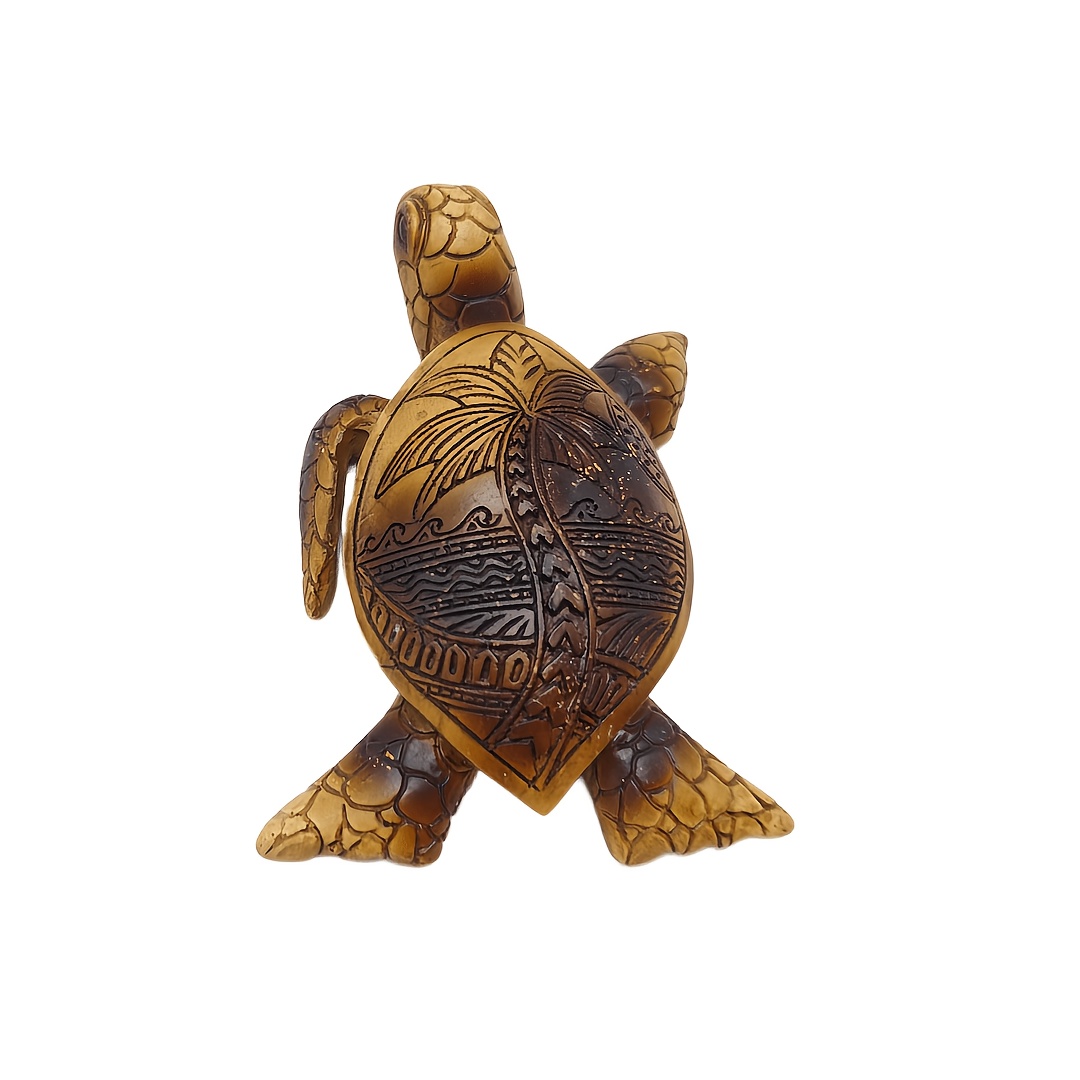 TEMU Figurine de tortue de mer en résine, statue de tortue vintage avec motif de de palmier pour décoration de table de maison