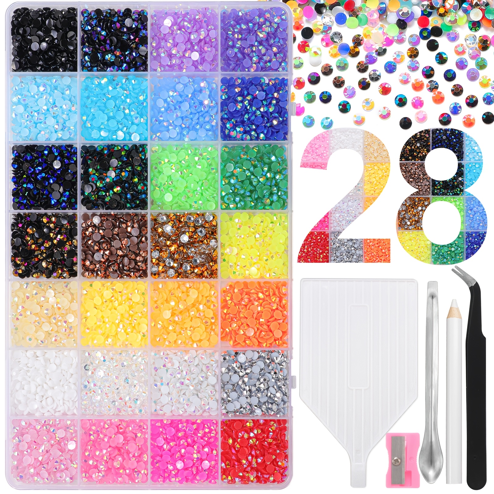 TEMU 12000pcs 3/4mm Flatback Rhinestone Bedazzling Kit With Tools - 12000pcs Color Resin Gems Suitable For Clothing, Shoes, Diy Crafts,, Tumblers,
