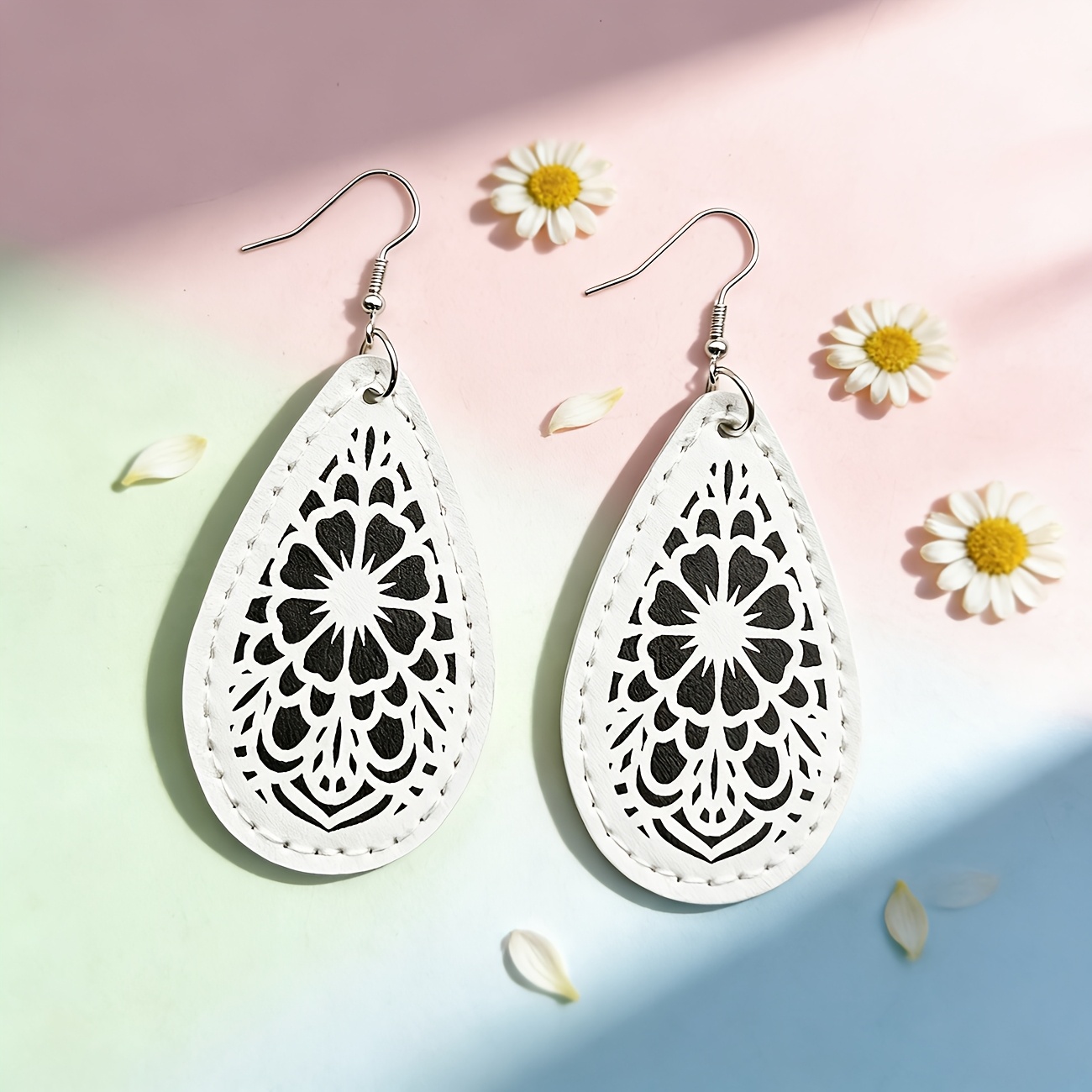 Women's Multi-Color Teardrop PU Lightweight Pendant Earrings