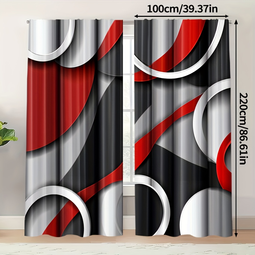 TEMU 2 pezzi, Tende Moderne con Motivi Geometrici e Vortici, Eleganti per le Quattro , Poliestere, per Decorazioni Domestiche, Trattamenti per