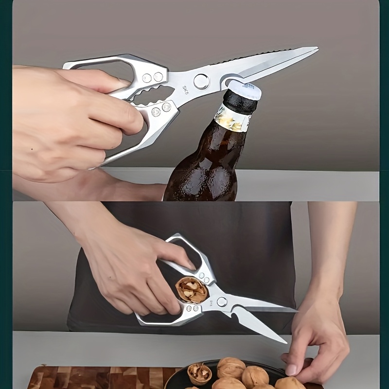 1pc heavy duty stainless steel kitchen scissors professional meat poultry fish bone cutting shears with blade ergonomic handle heavy duty construction   for     outdoor multi functional meat scissors Product details 0