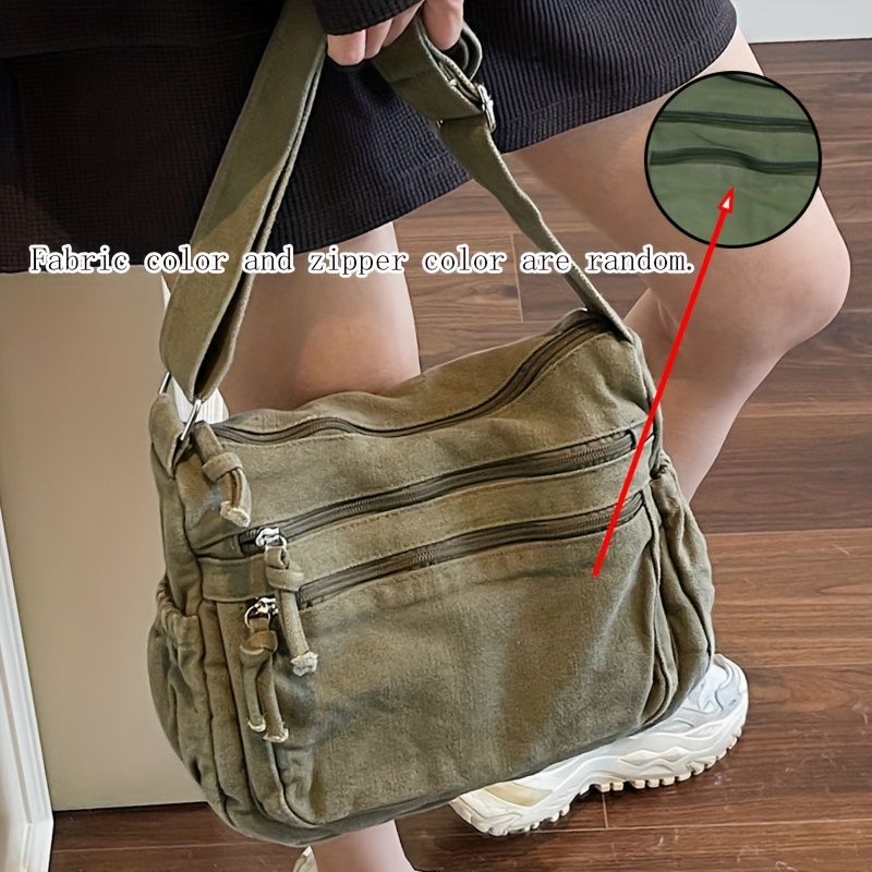 E-shop Vintage-Stil Vielseitige Damen-Schultertasche mit verstellbarem Gurt, Reißverschluss, mehreren für multifunktionale Nutzung großzügigem Design,