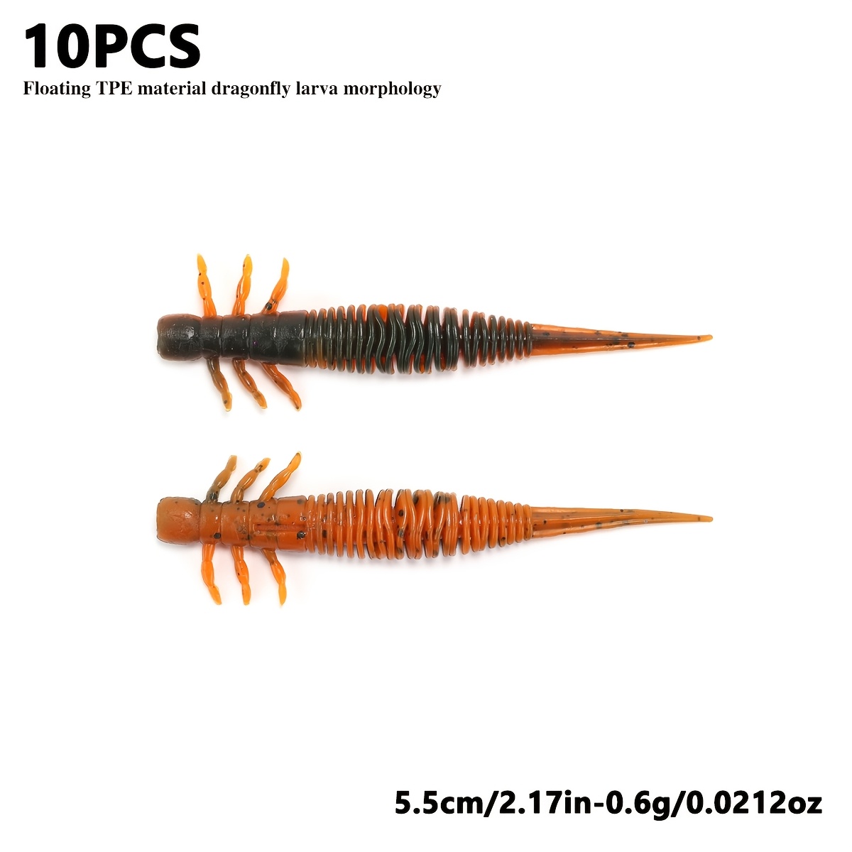 TEMU 8/10 Stück zweifarbige simulierter Libellenlarven, 0,6/1,8 Gramm, 6 verschiedene Farben passen sich an verschiedene Gewässerbedingungen an,