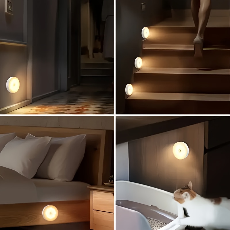 Motion Sensor LED Night with Wall/ Ceiling Mount - Rechargeable Battery-Powered, Auto On/Off, Dimmable for Stairs, Hallway, Wardrobe, Gate, Low Voltage Smart (No Wiring) for & Parties