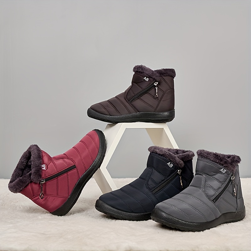 Women's Winter Snow Boots with Side Zipper, Warm and Cozy