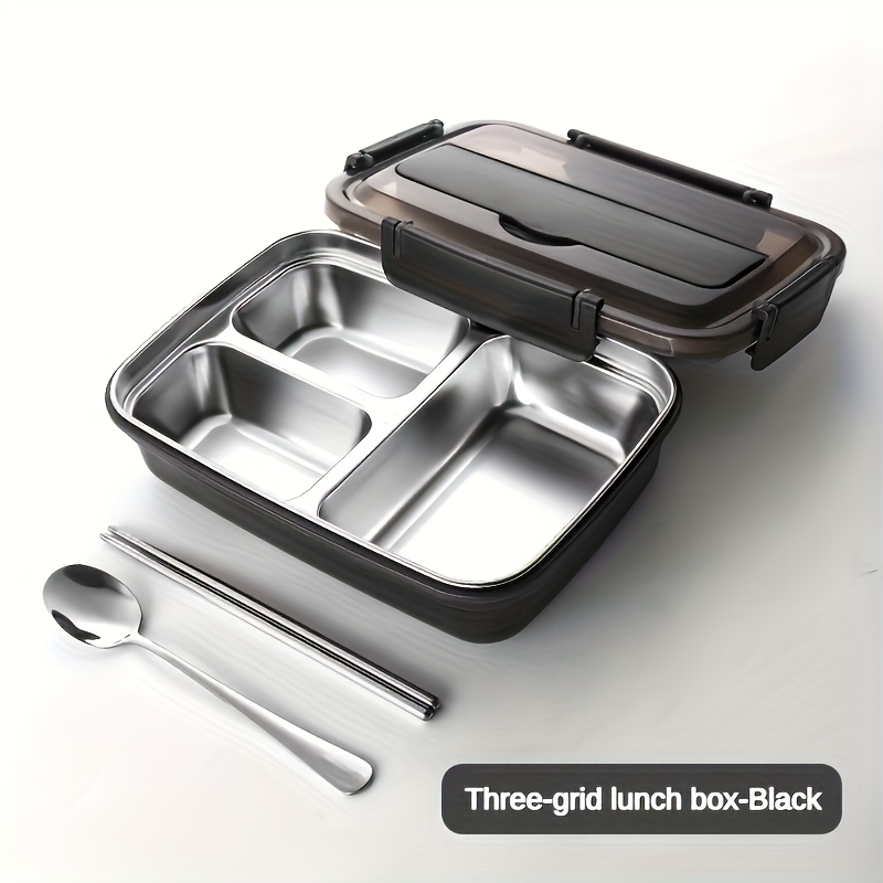 TEMU Bento Boxes, Lunch Boxes, Stainless Steel Lunch Box With 3 Compartments - Durable, Easy-clean Bento Container For Students & Office Workers,