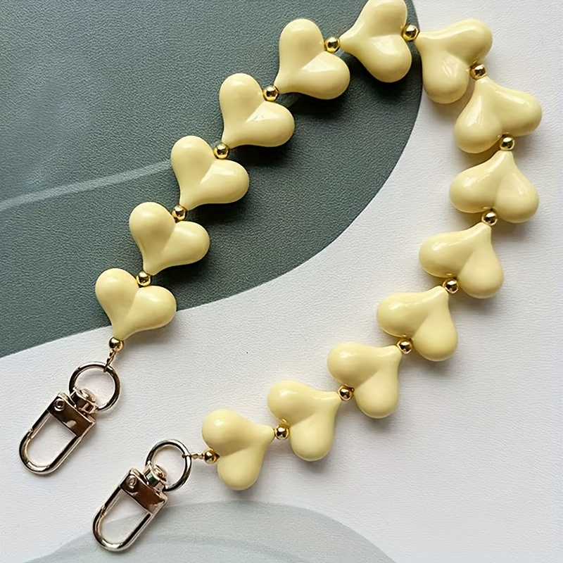 Image of Fashionable New Macaron Cute Peach Mobile Phone Lanyard Replacement Chain Anti-loss Hanging Rope Handmade Valentine's Day Gift Bead