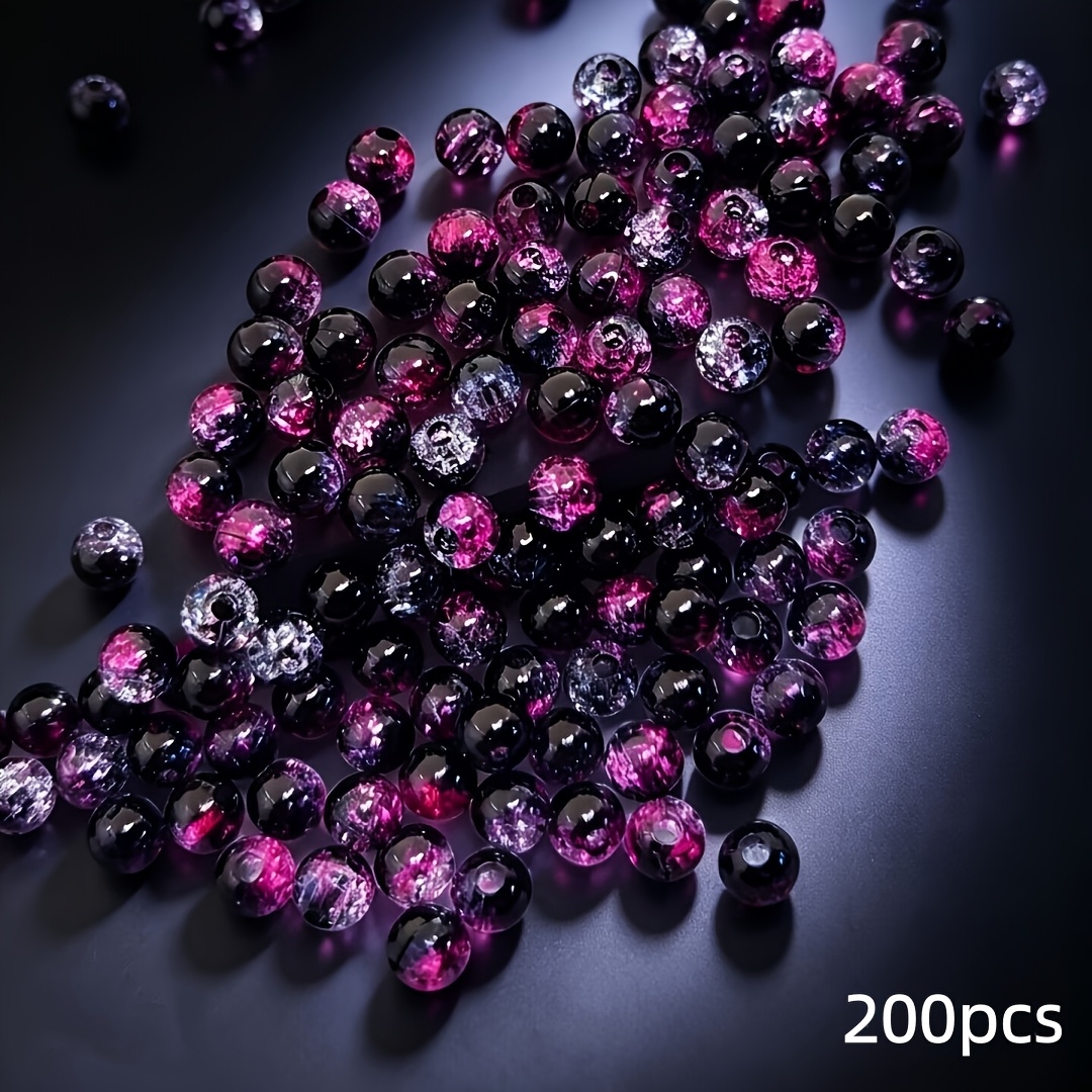 TEMU Perles de 6 mm 100/200pcs Perles décoratives Perles en verre Perles à paillettes brillantes Création de matériel Bracelet, décoration de cordon