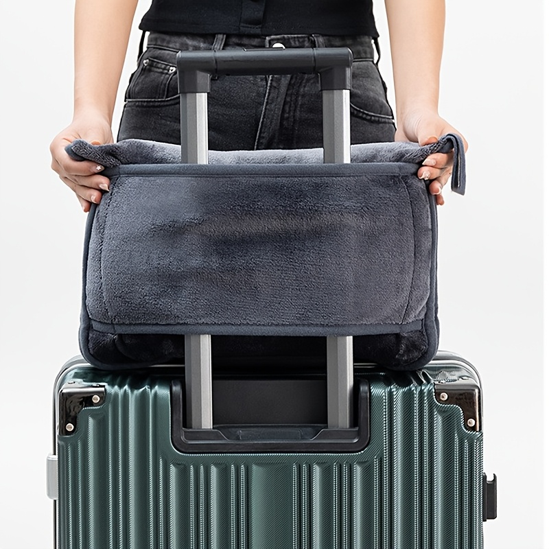 Airplane Travel Blanket with Carrying Bag, 2-in-1 Compact Pillow & Blanket, Soft Flannel Throw for Travel, Car, Office, Airplane Essentials
