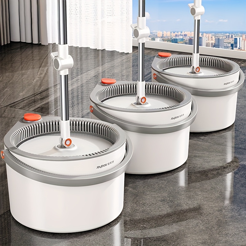 TEMU Self-cleaning Spin Mop Set, Dirty Separation Spin Mop, White Rotating Cleaner With Turbo Flushing Bucket, Comes With 4 Mop Cloths, Flat Mop With