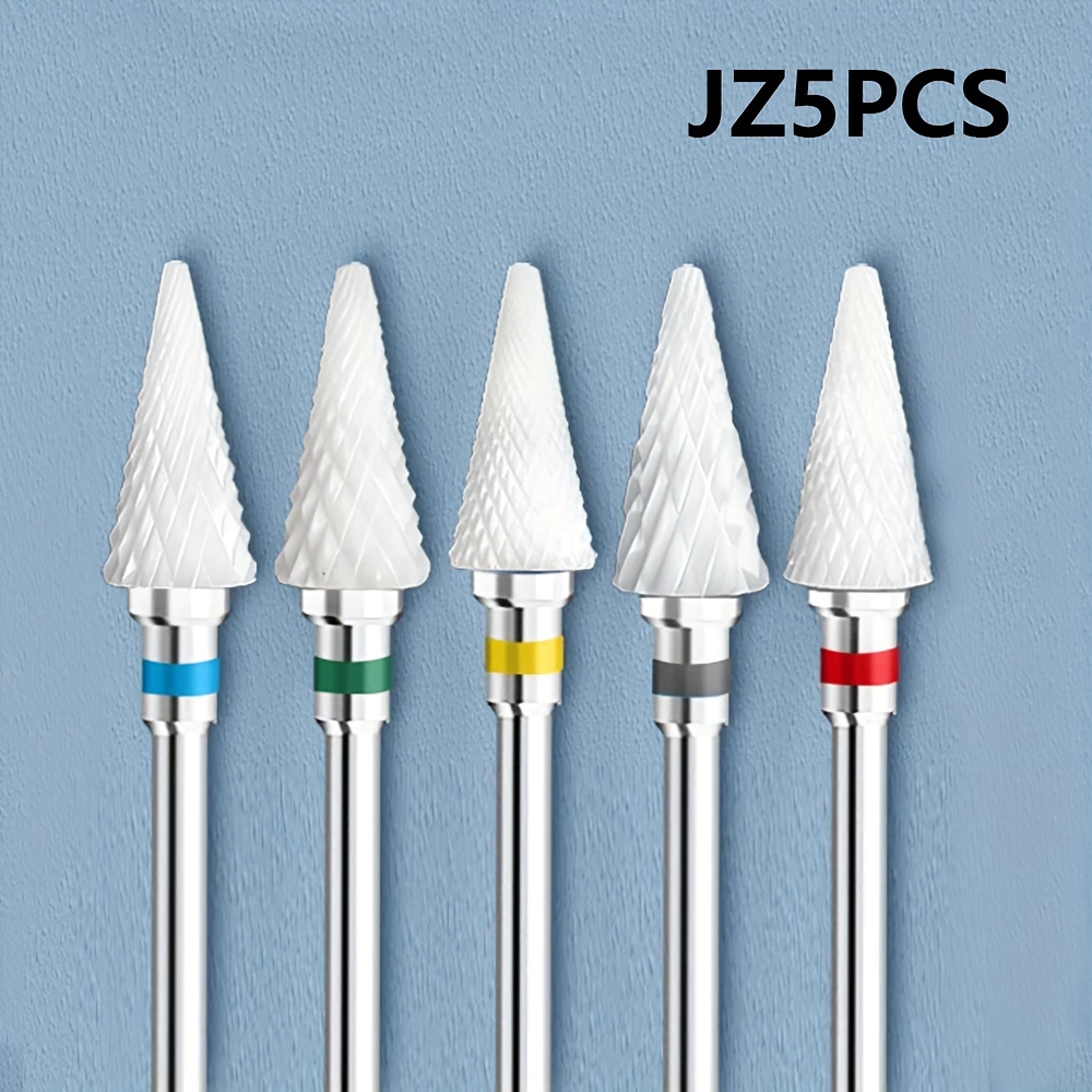 5pcs Professional Ceramic Nail Drill Bit Set, Unscented Manicure Pedicure Nail Art Tools For Electric Drills And Filing Machines