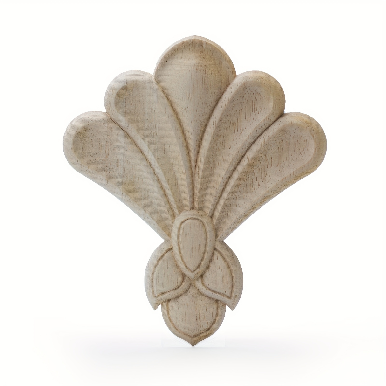 Image of 2pcs Wood Carved Appliqués Suitable For Furniture, Background Walls, Wooden Doors, Cabinets, Fireplaces, Roman Columns Decoration, Unpainted, Color , Unpainted Wood