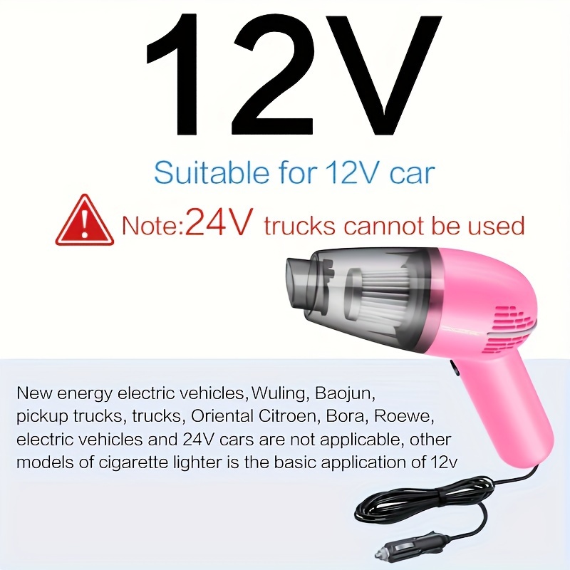 pink car vacuum cleaner with strong suction high power for wet and dry cleaning ideal for pet hair and multifunctional portable mini handheld use details 9