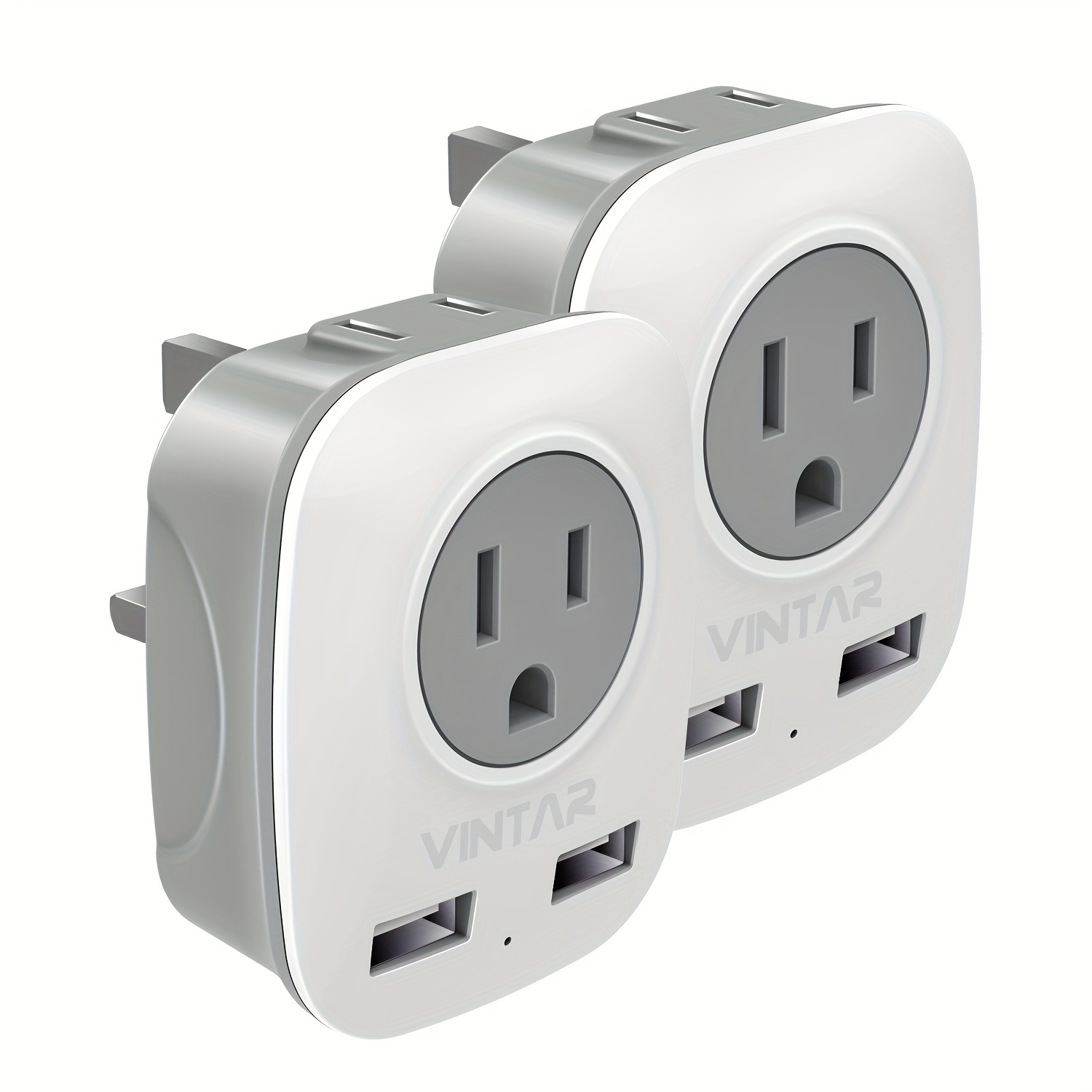 

[2-pack] Uk Ireland Travel Plug Adapter, Vintar Adaptor With 2 Usb, 4 In Adaptor For Usa To British England Scotland Irish London (type G)