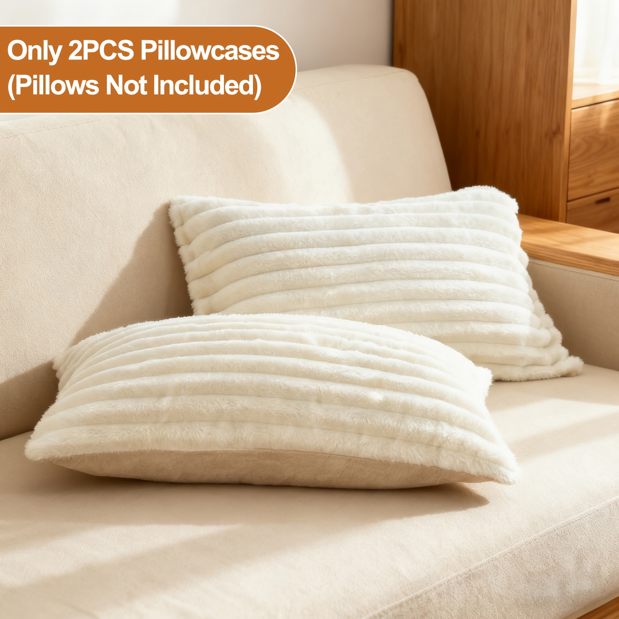 TEMU Lot de 2 taies d'oreiller douces en flanelle rayée pour automne/hiver, housses de coussin, chaudes et confortables, coussin non , design moderne