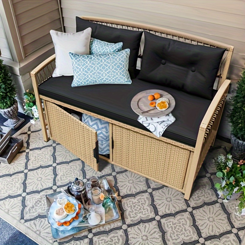 Outdoor Furniture Outdoor Wicker Storage Bench Cushion Storage