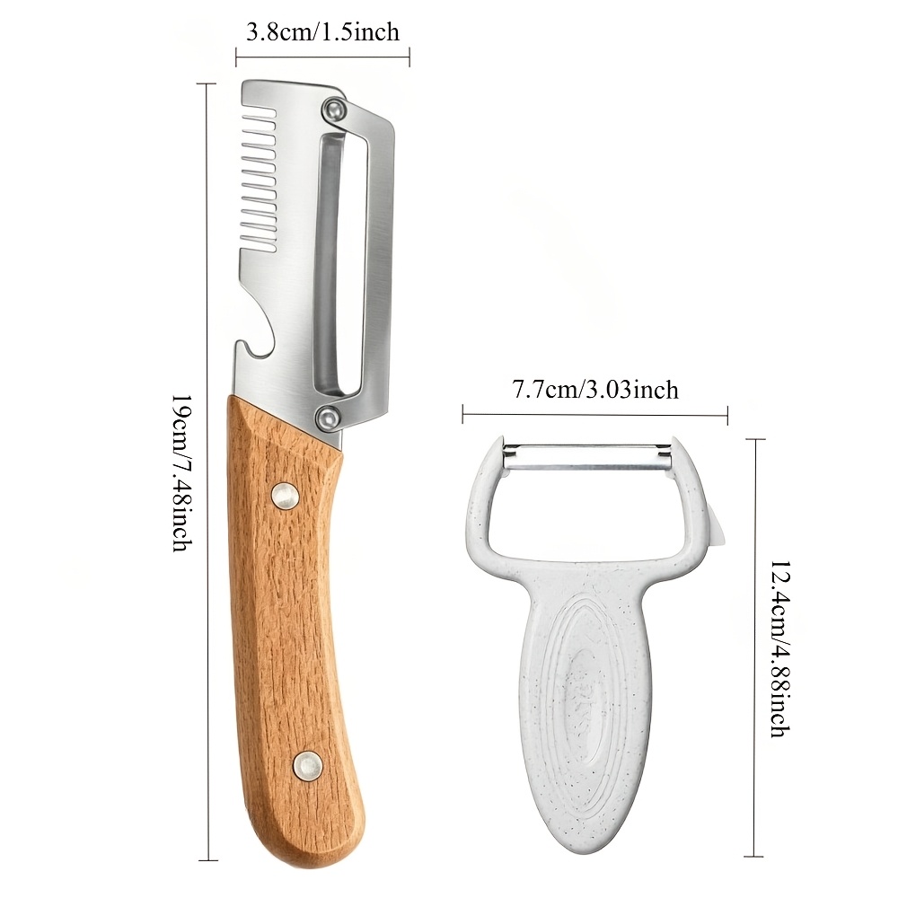 2pcs Newly Added Grating Function, Upgraded Creative Peeler, Kitchen Prep Tool, Melon And Vegetable Tool, Kitchen And Outdoor Camping Prep Small Peeler