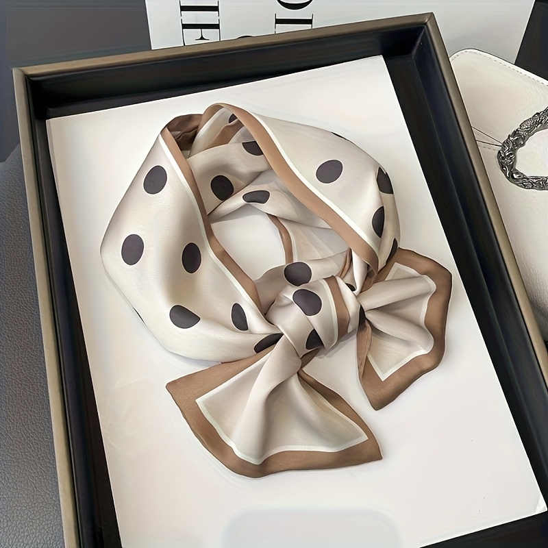 TEMU Polka-dot Long Scarf For Suits, Versatile For Tying Hair Or Bags