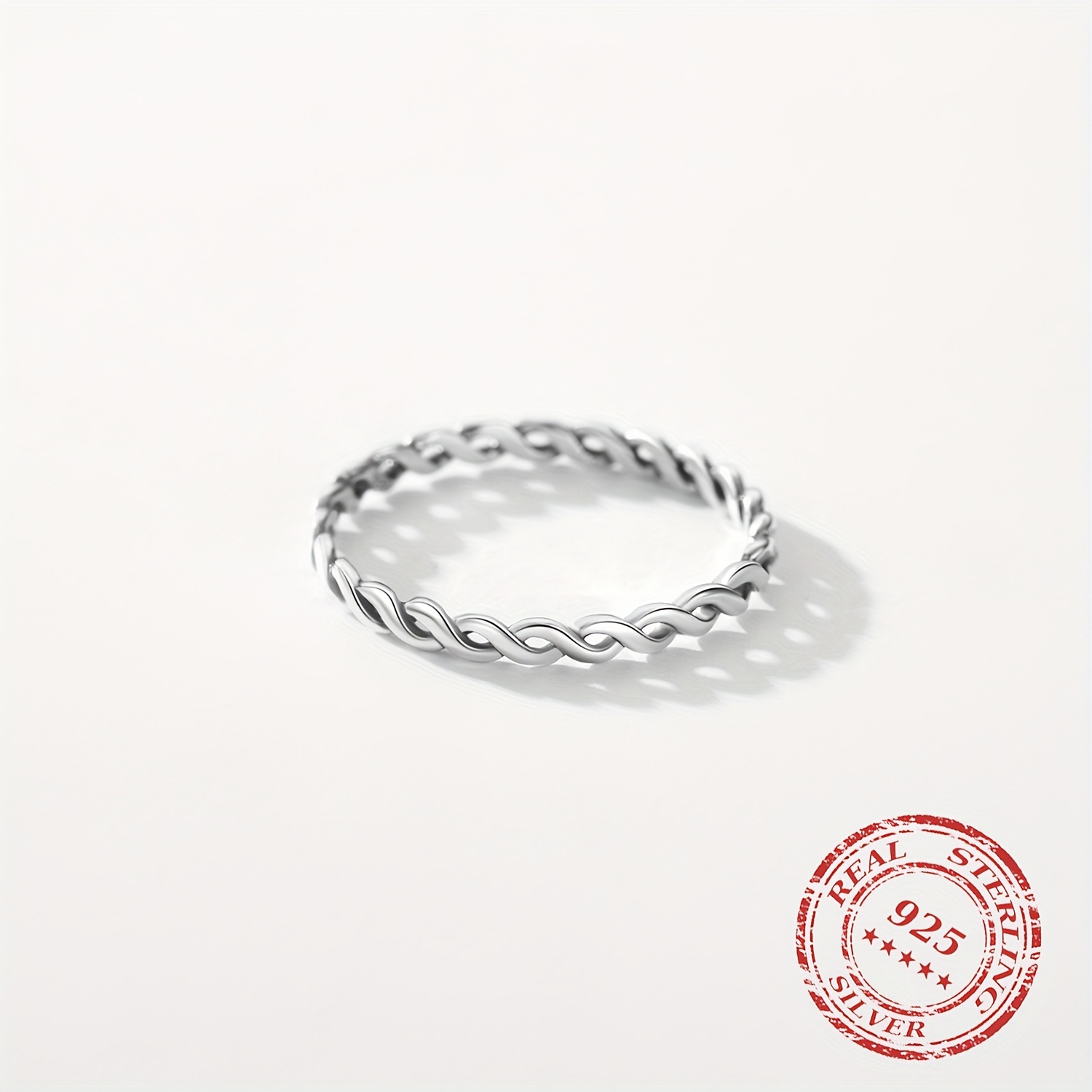 Women's Stacking Pure Silver Line Twist Ring