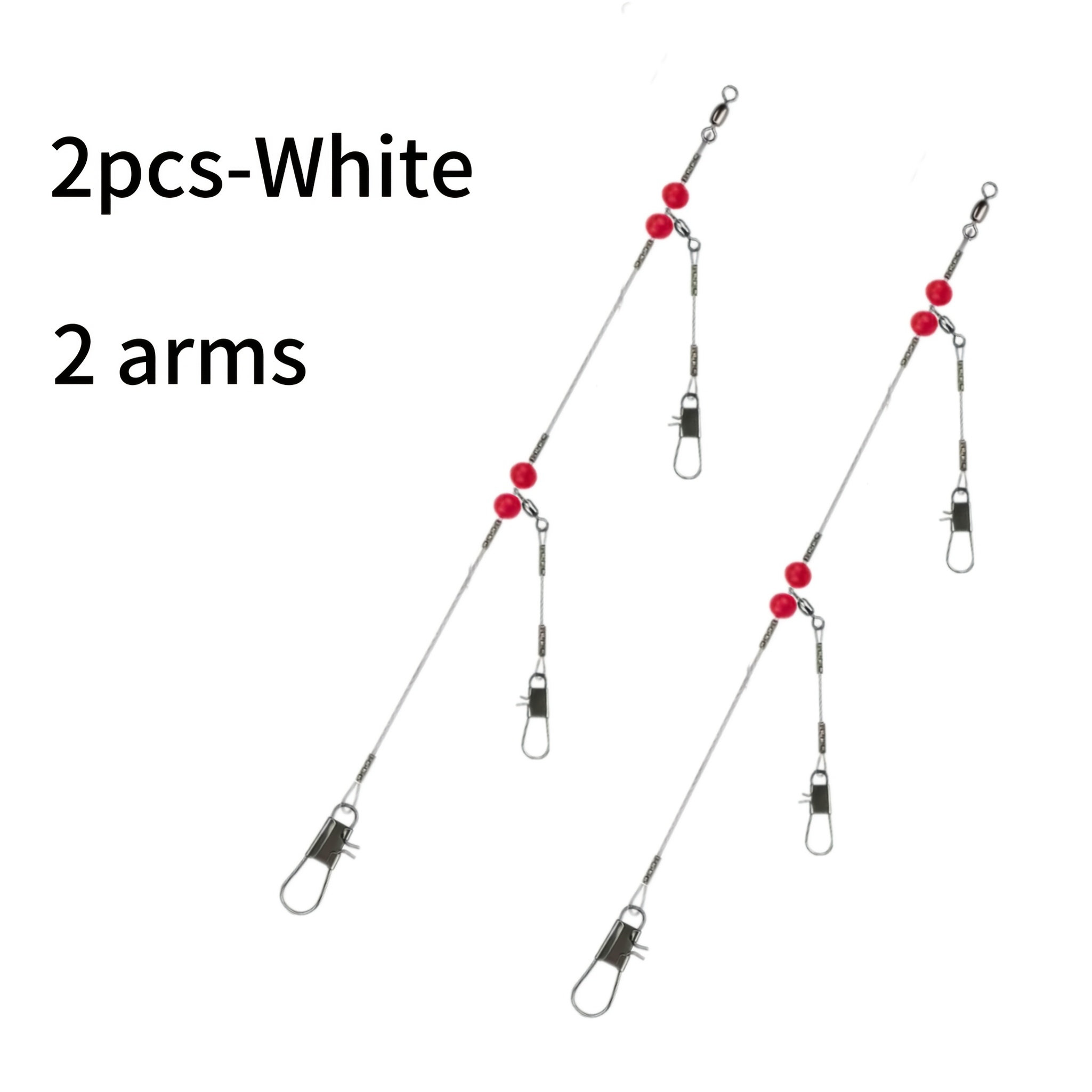 TEMU 2 unidades de montajes de pesca de alambre de acero – Líneas de pesca anti-enredos de 1 brazo/2 brazos de resistencia con eslabones giratorios y