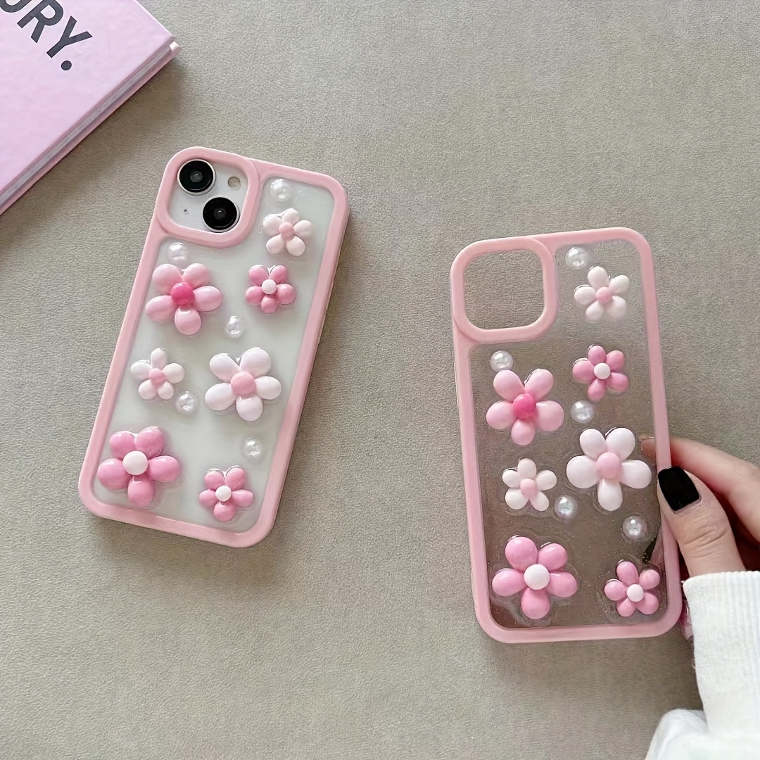 

With 3d Flower Design, Transparent Floral Phone Cover For 15/14 Pro Max/13/12/11/14 Plus/15 Plus - Trendy Dopamine Aesthetic Accessory