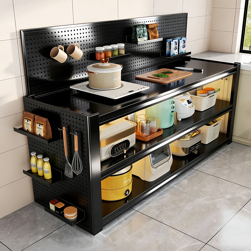 TEMU Heavy Duty 3-tier Adjustable Metal Garage Shelves 39.5 Inch Width X 14 Inch Depth X 32 Inch Height, 1440lbs Load Capacity Utility Storage Rack, Black, Bezuny Brand Storage And Organization