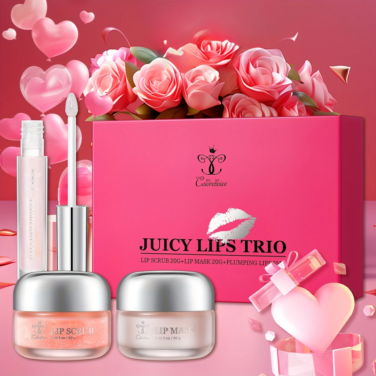 3pcs kit lip scrub lip mask lip plumping gloss moisturizing formula for smooth and refreshed lips best valentines day anniversary gift details 8