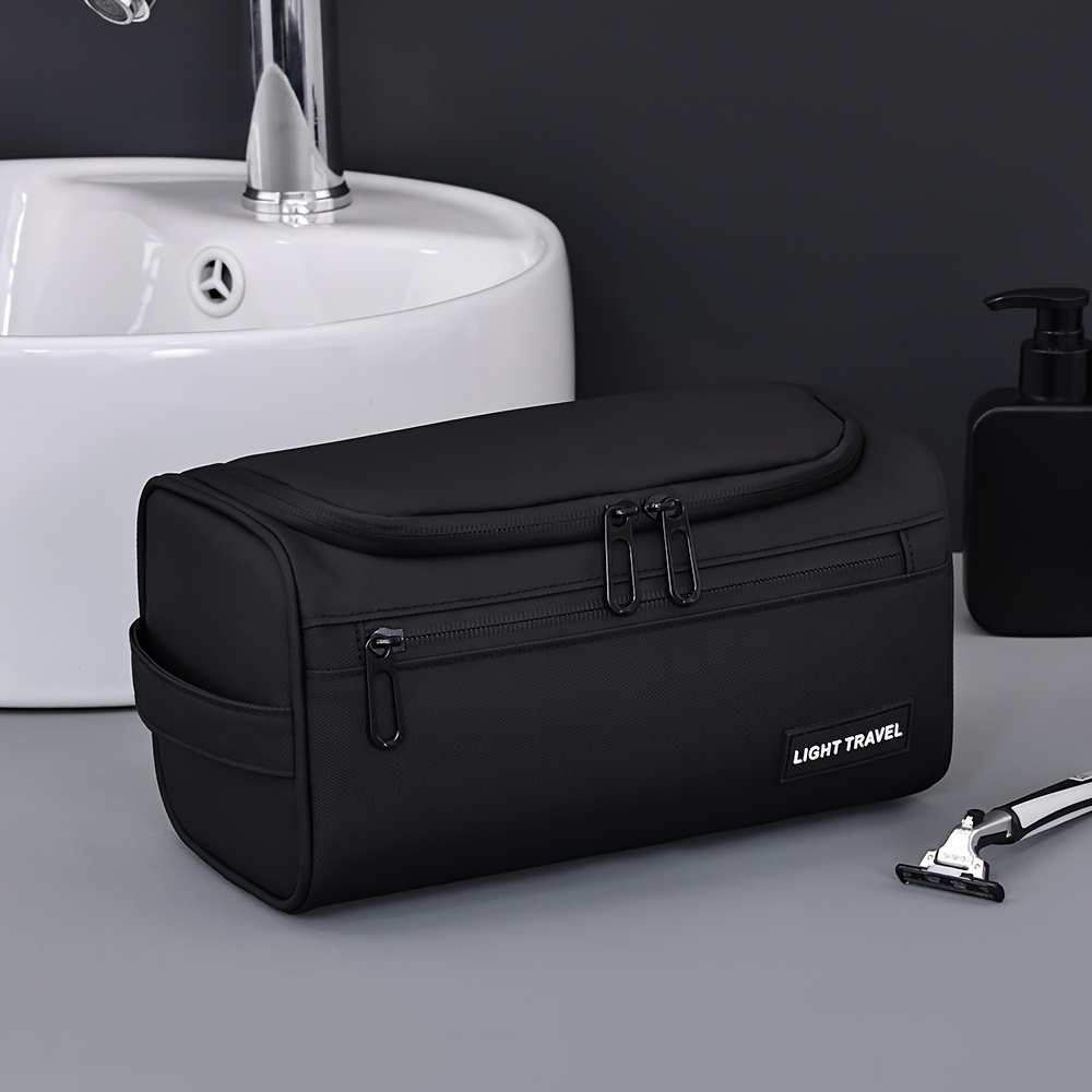 TEMU Men's Travel Toiletry Bag With Hooks, Large Capacity Membrane Material Toiletry Bag, Portable Makeup Bag, Multifunctional Makeup Storage Bag