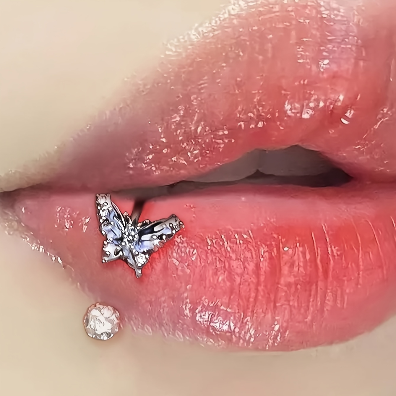 1pc blue gradient   lip ring c shaped ring horseshoe ring body piercing jewelry lip stud