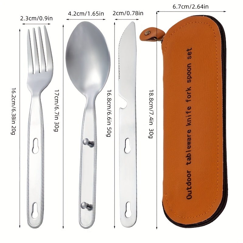 customize your text name 3pcs set bag silvery black golden colored stainless steel tableware knife   set outdoor portable western food knife fork picnic knife knife   that   fastened   can open bottles Product details 5