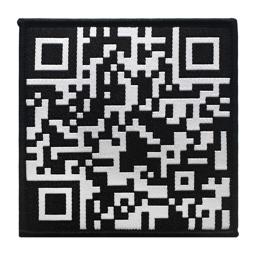 E-shop QR-Code Applikation Patch Rick Roll Bestickter Patch für Rucksäcke Aufnäher Taktischer Patch Klettverschluss
