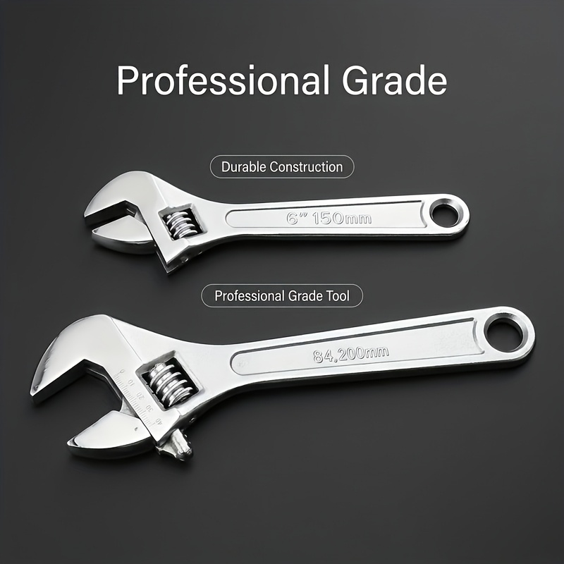 TEMU 2pcs 6-inch & 8-inch Wrench Set, Ideal For Daily Maintenance, Screw Tightening, Bicycle Repair – High Carbon Steel With Rust- Coating
