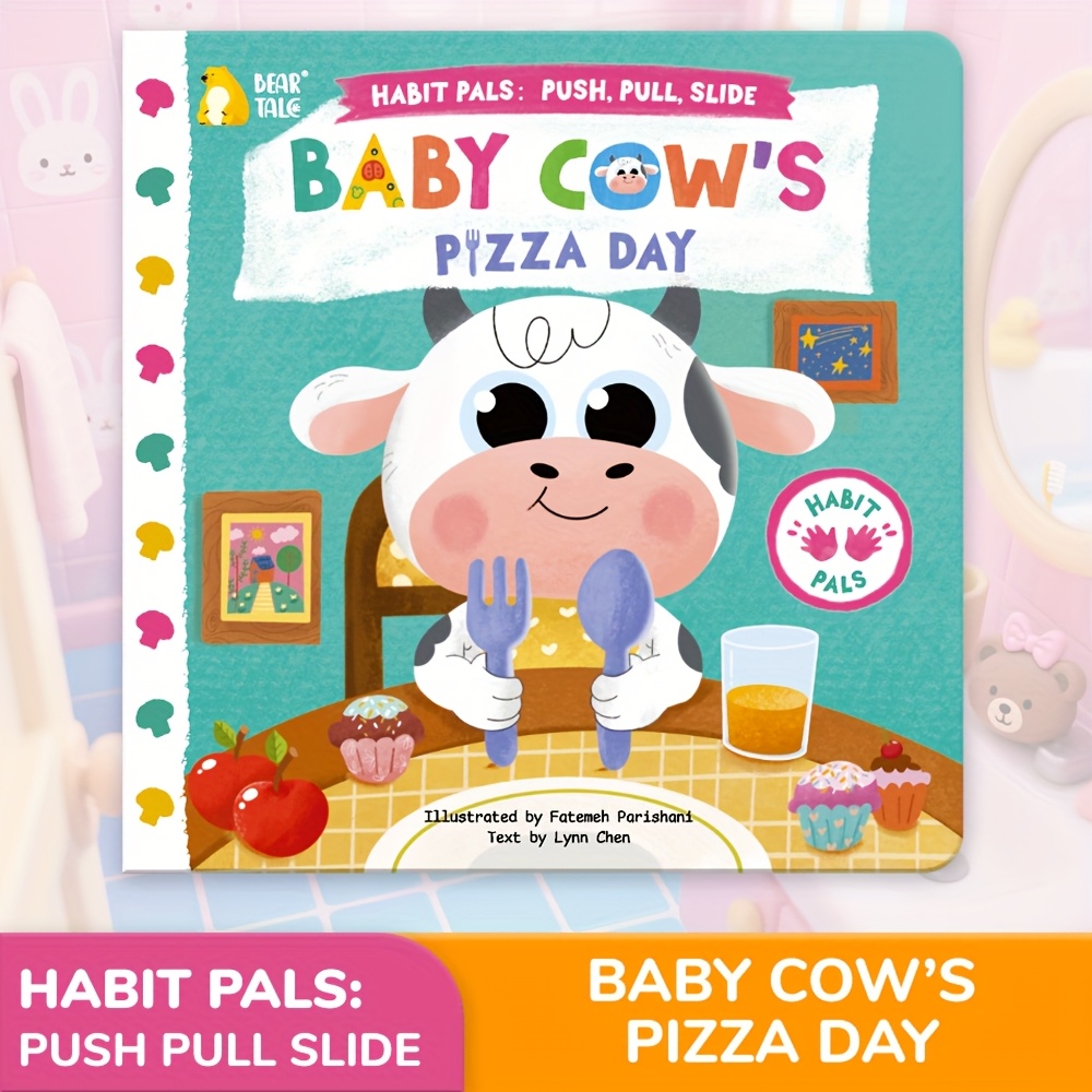 Baby Cow's Pizza Party Push-Pull Book for Good Behaviour
