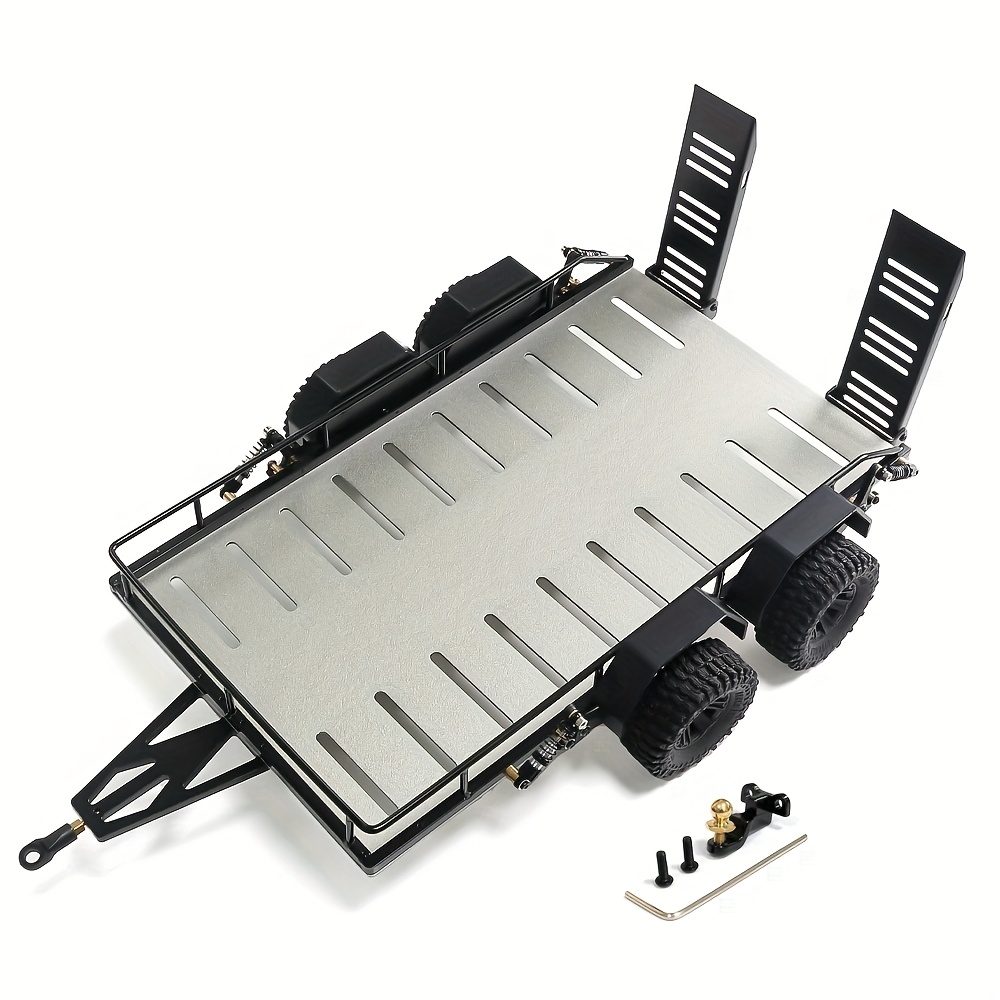 AIYIHOBBY RC Trailer with Hook Hitch for TRX4M TRX4-M 1/18 Scale RC Crawler Car - Durable Metal Frame, Adjustable Tandem Axles & Easy-Install Upgrade Parts Accessories, Remote Control Car, Vehicle Modification, Functional Design, Robust Construction