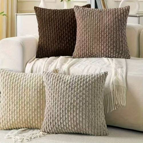 set of 4 pillowcases pillow inserts not included featuring a stylish double sided short chain pattern texture soft and comfortable living room sofas and bedroom cushions