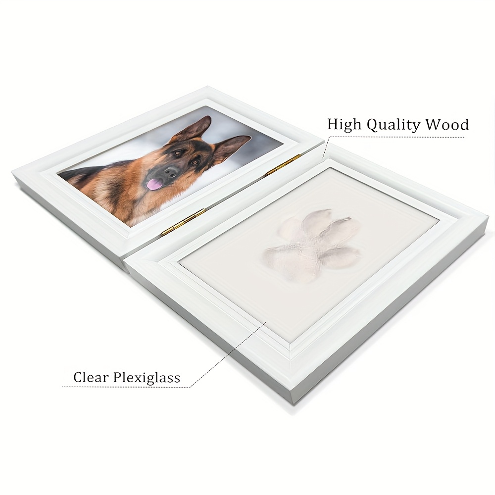 2-Fold Irregular White Pet Paw Print Photo Frame, First Memory Frame, Keeping Pets Forever in Memory, Suitable for Home Decoration And Personalized Gifts
