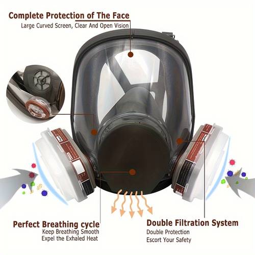 15 in 1 full face respirator gas mask vapor respirator compatible with particulate filter protection for painting welding polishing chemical handling