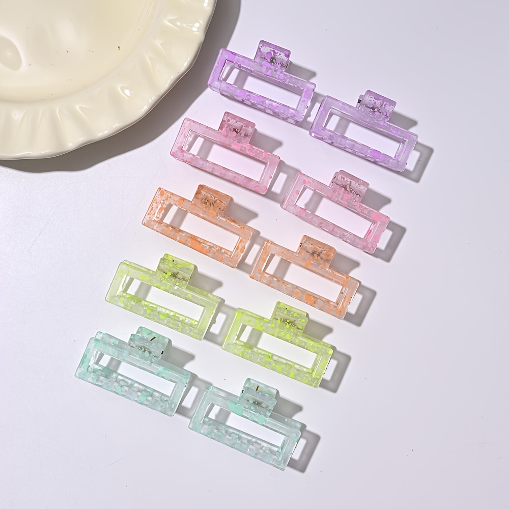 TEMU 10 pinzas para el cabello transparentes con tinta salpicada transfronteriza, pinza para el cabello tipo media corbata, pinza lateral para la
