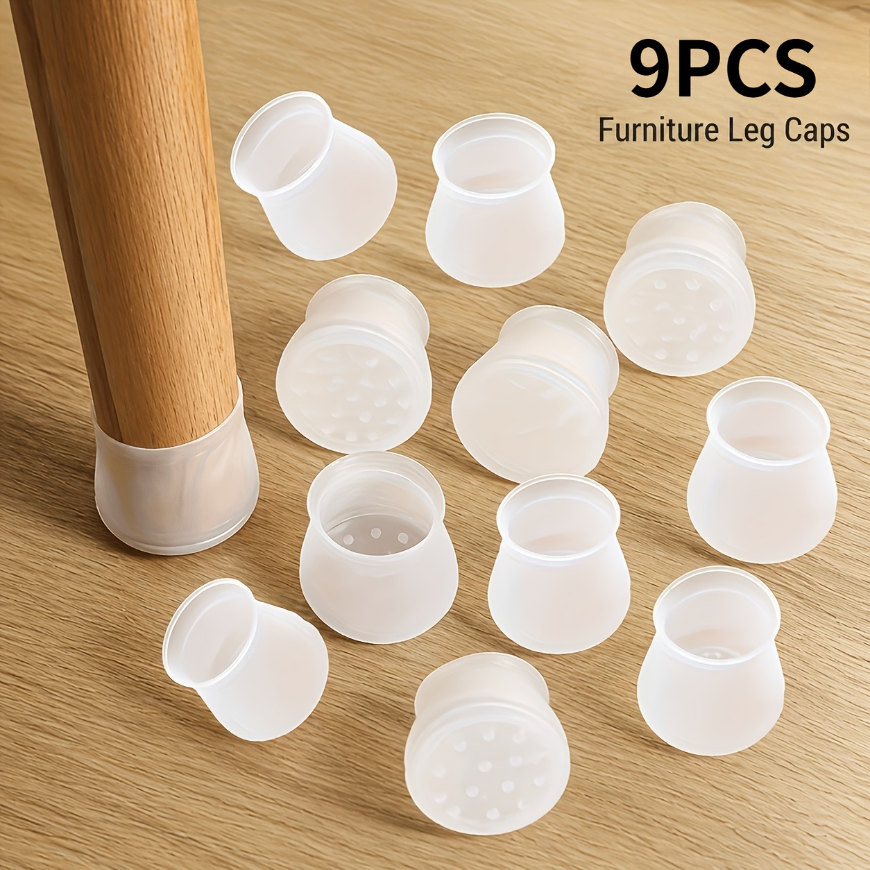 TEMU 9pcs Protections de pieds de chaise et de table en silicone, Housses de protection pour pieds de chaise, Housses de coussin antidérapantes pour