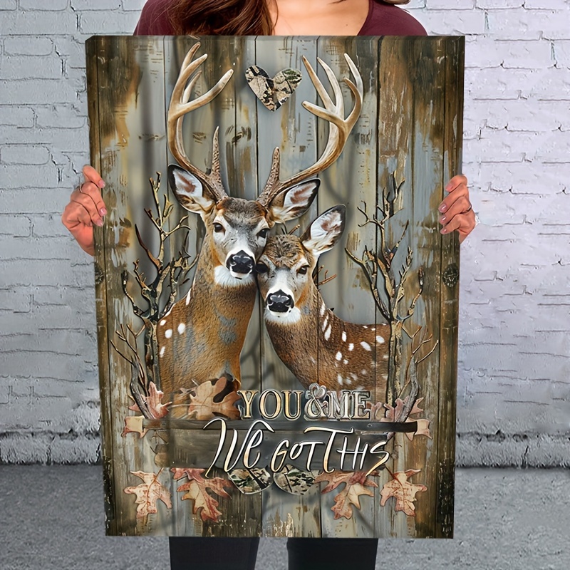 

Couple Deer You & Me We Got This Wooden Framed Canvas Painting Wall Art Prints For Home Decoration, Living Room & Bedroom, Festival Party Decor, Gifts, Ready To Hang