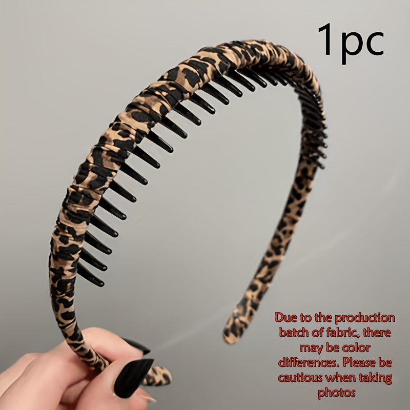 1pc/2/3pcs Hairk Retro Leopard Pattern Toothed Broken Hair Hoop, Face Wash Hair Clip, Hair Clip, Headband